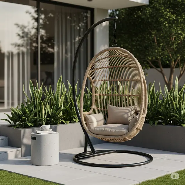 Ayunan Teras Rumah Minimalis Instagramable. Foto: Gemini