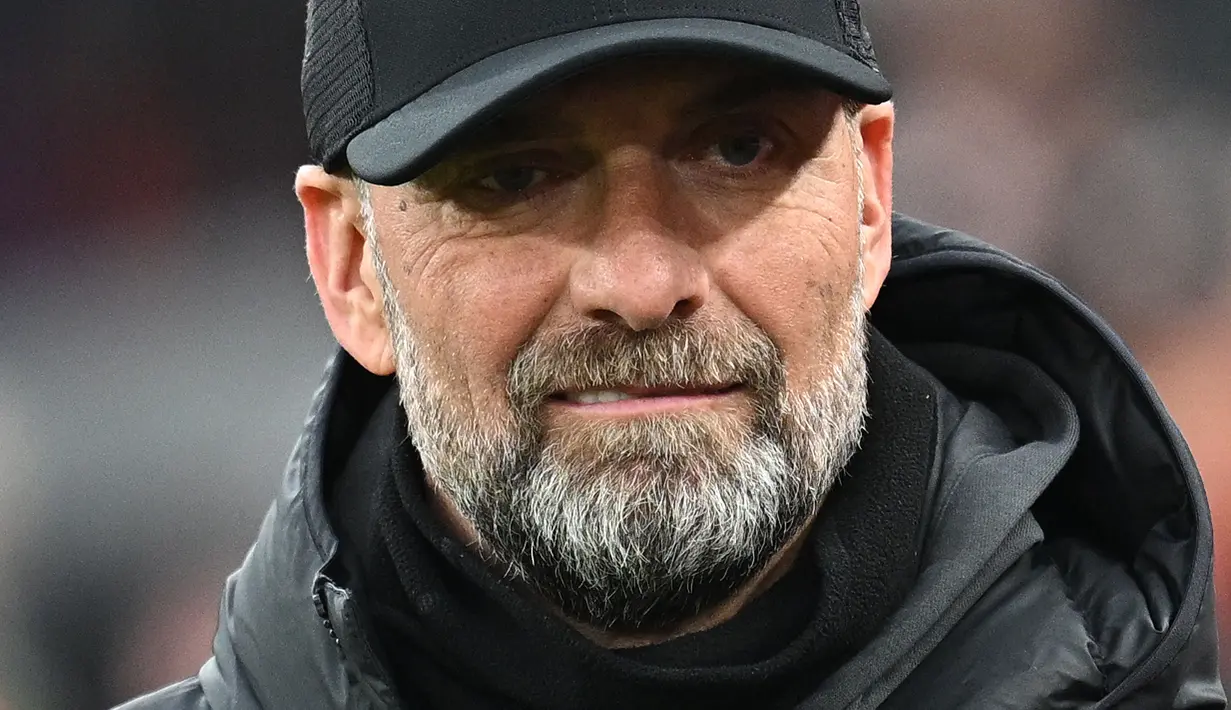 Ekspresi pelatih Liverpool, Jurgen Klopp saat laga putaran keempat Piala FA melawan Norwich City di Anfield, Liverpool, Inggris, Minggu (28/01/2024). (AFP/Paul Ellis)