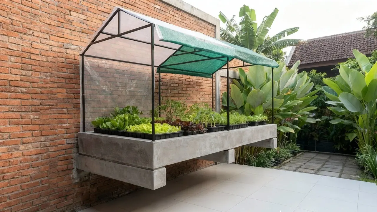 Desain Kebun Sayur di Meja Semen Cor Anti Roboh