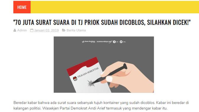 [Cek Fakta] Kabar Surat Suara Pilpres 2019 Sudah Dicoblos, Benarkah?