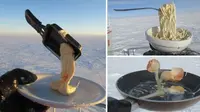Makanan yang membeku saat hendak dibuat di Antartika. (Sumber foto: Cyprien Verseux)