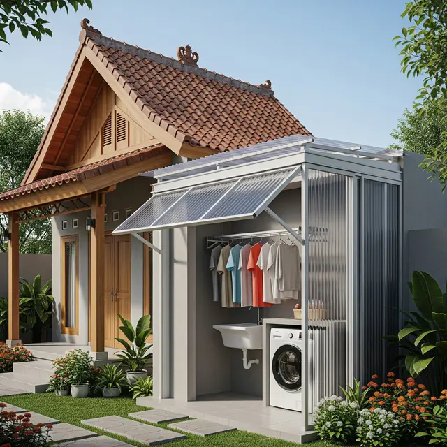 9 Desain Rumah Kecil dengan Area Cuci Jemur Tersembunyi, Solusi Hunian Minimalis
