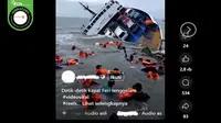 Gambar tangkapan layar&nbsp;video yang diklaim detik-detik sebuah kapal ferry tenggelam. (sumber: Facebook)