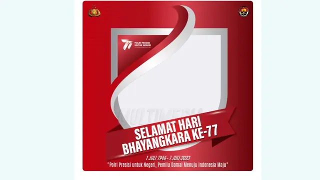 Twibbon HUT ke-77 Bhayangkara yang bisa kamu buat dan dibagikan ke seluruh sosial media.