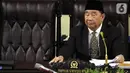 Pimpinan MPR sementara Abdul Wahab Dalimunthe memimpin Rapat Paripurna MPR di kompleks parlemen, Jakarta, Kamis (3/10/2019). Bambang Soesatyo resmi menjadi Ketua MPR periode 2019-2024 setelah Fraksi Gerindra di MPR menyatakan sepakat mendukung. (Liputan6.com/Johan Tallo)