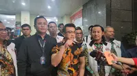 Jubir Tim Pemenangan (TPN) Ganjar Pranowo-Mahfud MD, Aiman Witjaksono usaia diperiksa polisi. (Bachtiarudin Alam/Merdeka).