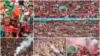 Ada pemandangan tak biasa saat Timnas Hungaria menghadapi Portugal pada laga perdana Grup F Piala Eropa 2020. Ada sekitar 60.000 lebih penonton hadir dan ini merupakan kali pertama stadion sepak bola bisa terisi penuh penonton sejak pandemi Corona melanda.
