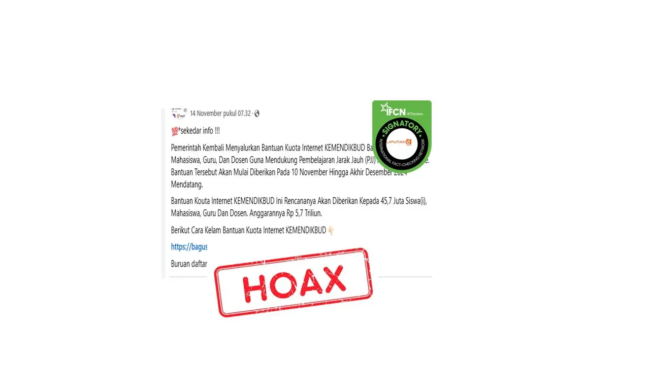 Cek fakta klaim bantuan kuota internet dari pemerintah