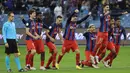 Adu penalti pun akhirnya dimenangkan Barcelona dengn skor 4-2 dan memastikan terjadinya laga El Clasico di partai final unuk menantang Real Madrid yang telah terlebih dahulu lolos ke partai pamungkas Piala Super Spanyol 2022/2023. (AFP/Giuseppe Cacace)