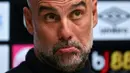 Kekecewaan tersebut bertambah menyusul isu Pep Guardiola yang akan meninggalkan Manchester City pada akhir musim ini. (AFP/Glyn Kirk)