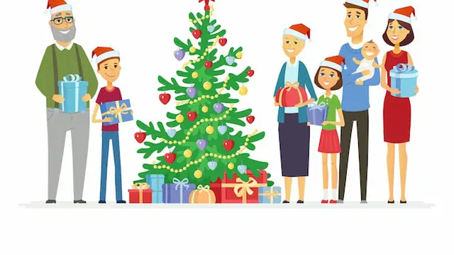 Ilustrasi merayakan Natal dengan keluarga (Freepik)