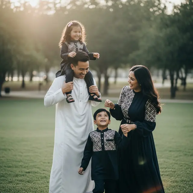 Ide Pose Foto Keluarga Outdoor Saat Lebaran (Gemini AI)