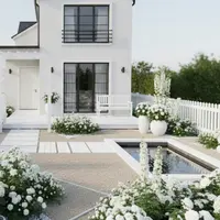 Taman Minimalis Rumput dan Pot Teratur/ Gemini AI