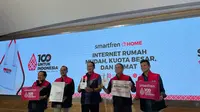Smartfren merilis router internet rumah Smartfren Home RE11 alias Rosa yang dibanderol Rp 499 ribu untuk meningkatkan penetrasi internet di Indonesia. (Liputan6.com/ Agustin Setyo Wardani)