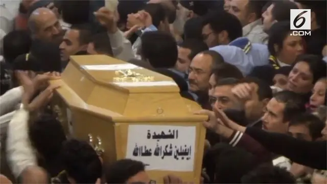 Ratusan orang menghadiri upacara pemakaman korban penembakan di Gereja Kristen Koptik, Mesir.