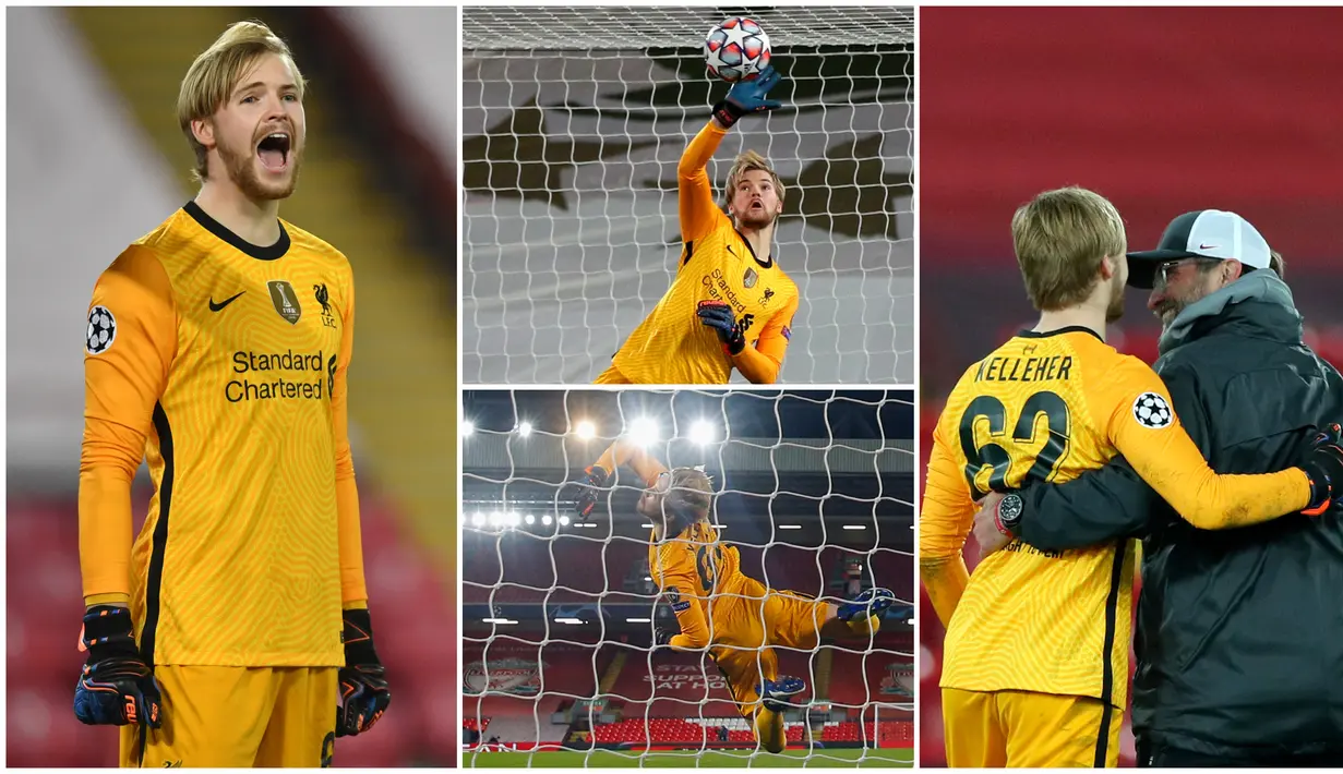 Kiper Liverpool, Caoimhin Kelleher, menepis bola saat melawan Ajax Amsterdam di Stadion Anfield, Rabu (2/12/2020). Kiper ketiga The Reds itu tampil memukau dan membawa Liverpool menang atas Ajax. (Peter Byrne/Pool via AP)