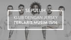 Berikut daftar klub dengan jersey terlaris pada musim 2015/16, Real Madrid di posisi kelima dengan terjualnya 2,8 juta seragam Ronaldo dkk
