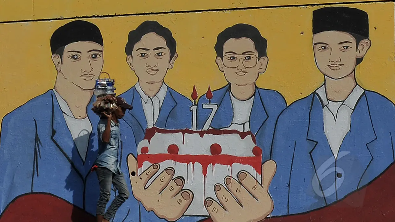 Kenang 17 Tahun, Mural Tragedi Mei 98 Terpampang di Depan Kampus Trisakti