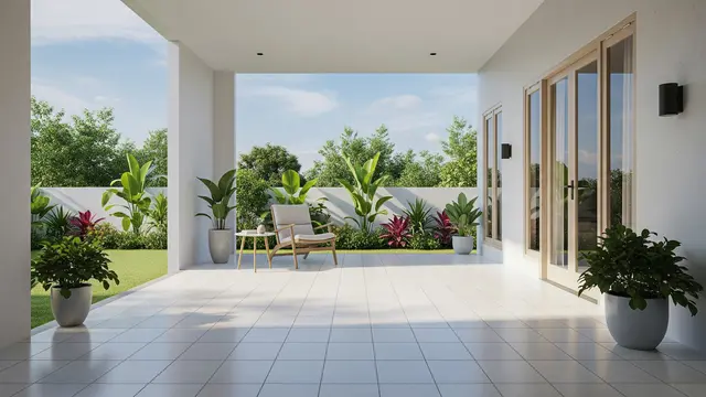 7 Desain Teras Sederhana dengan Lantai Keramik Dingin yang Cocok untuk Iklim Panas, Nyaman dan Tetap Estetis