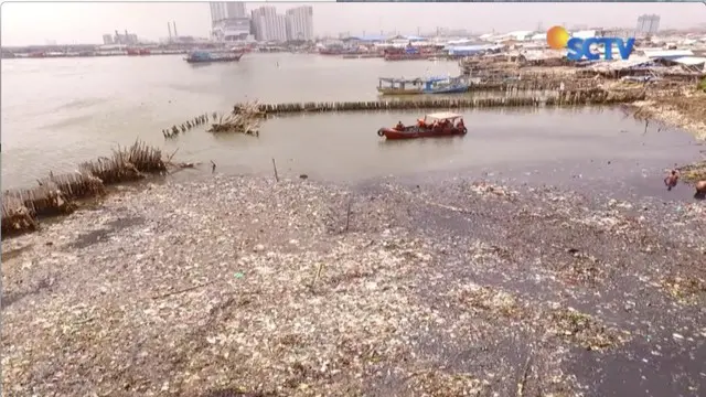 Kurangnya personil dan alat berat, pembersihan sampah di pesisir Pantai Marunda berjalan lambat. Akibatnya masih banyak sampah yang menumpuk.