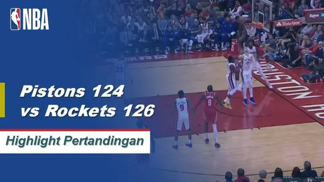 Cuplikan Hasil Pertandingan NBA : Rockets 126 vs Pistons 124