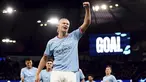Penyerang Manchester City Erling Haaland berselebrasi setelah mencetak gol ke gawang Copenhagen dalam matchday ketiga Grup G Liga Champions 2022/2023 di Etihad Stadium, Kamis (6/10/2022) dini hari WIB. Manchester City berpesta saat menjamu FC Copenhagen di Liga Champions. (Nick Potts/PA via AP)