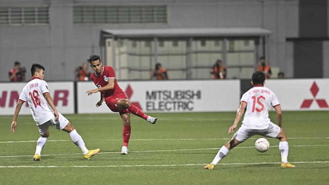 Timnas Singapura versus Timnas Vietnam di Piala AFF 2022.