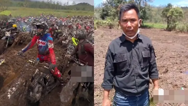 Seorang pria emosi setelah event motor trail rusak bunga Edelweis rawa (Twitter/@MrBekalicky89)