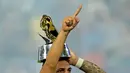 Dari enam laga di Copa America 2024, Lautaro Martinez lebih banyak memulai laga dari bangku cadangan. (JUAN MABROMATA/AFP)