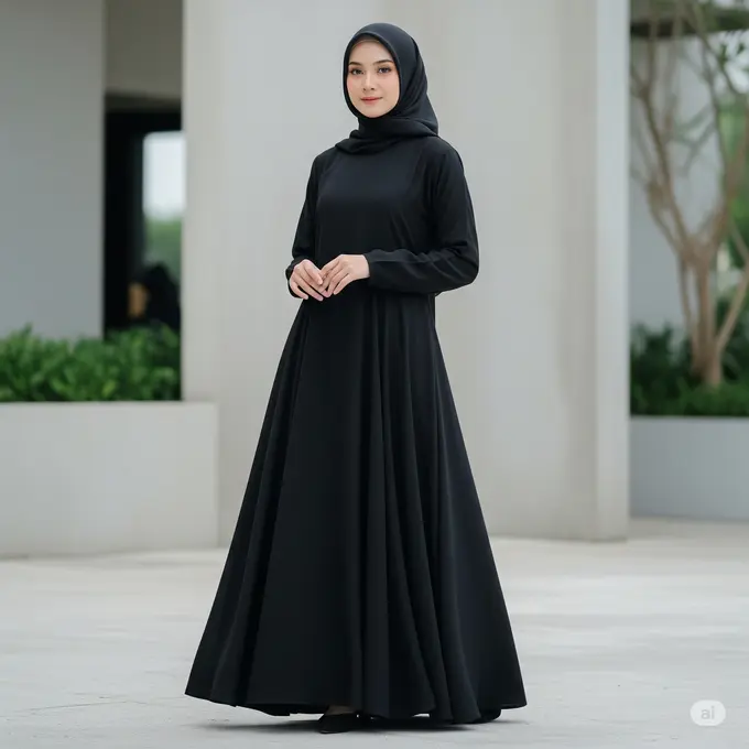 Model Gamis Abaya Hitam A-Line