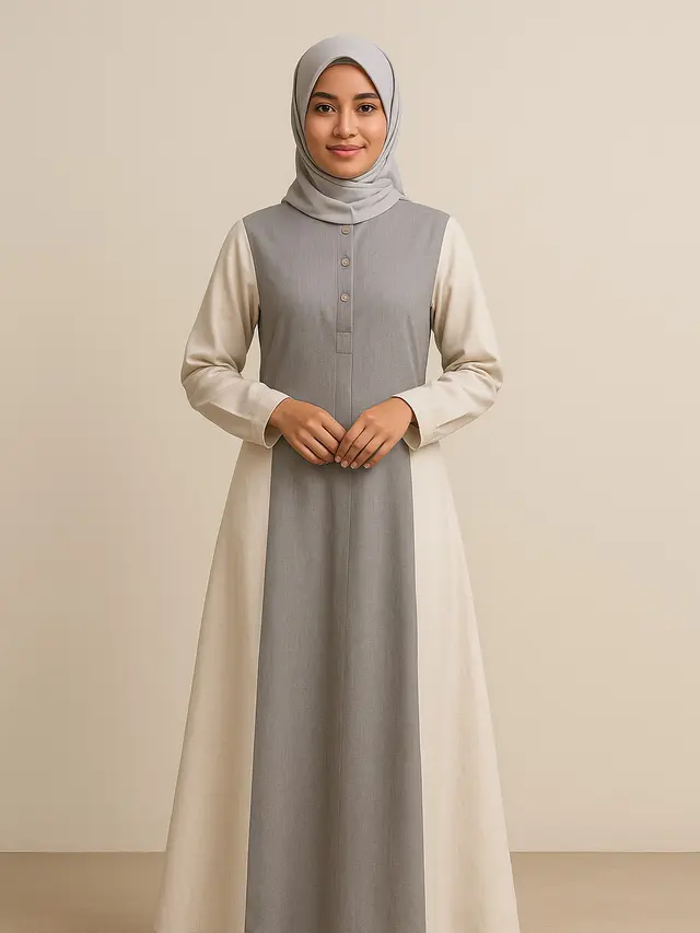 Gamis A-Line Kombinasi Warna Netral (Foto: ChatGPT)
