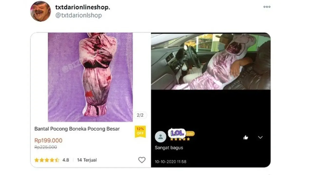 Viral Bantal Bentuk Pocong Dijual Online, Berani Coba?