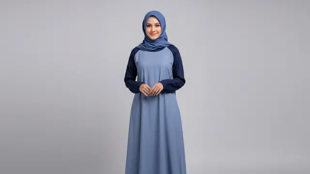 Gamis Lengan Raglan Kombinasi Dua Warna