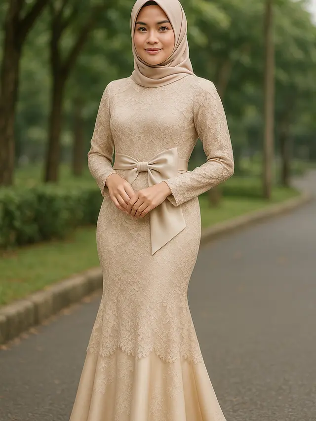 8 Model Gamis Mermaid Kombinasi Brokat untuk Tampil Feminin Maksimal, Anggun dan Elegan di Berbagai Acara