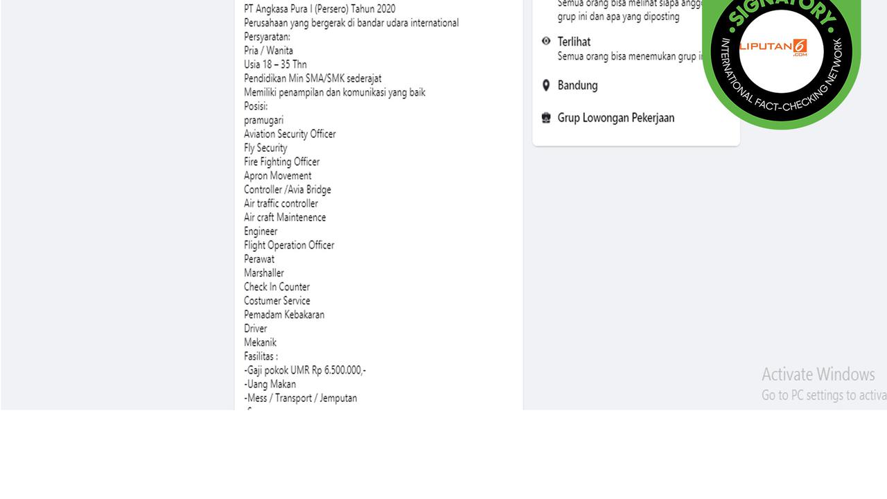 Hoaks lowongan kerja di PT Angkasa Pura I