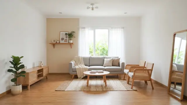 Kombinasi warna cat untuk rumah bergaya Japandi yang tampilannya bikin mood keluarga jadi tenang model krem dan putih