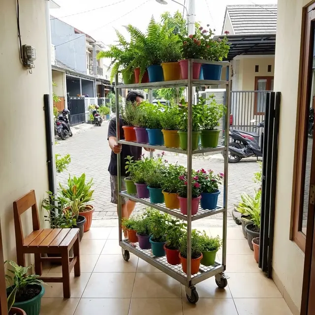 Teras Rumah Sempit Jadi Kebun Hijau