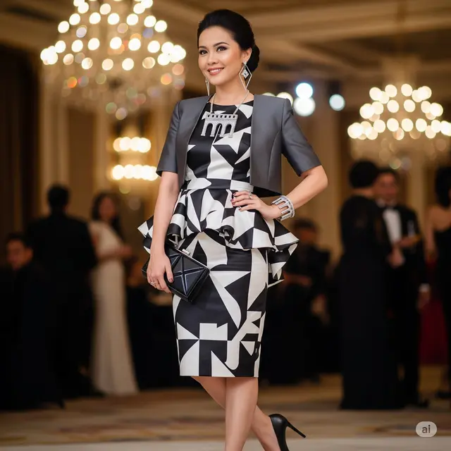 Inspirasi Dress Pesta Peplum High Waist Satin. Foto: Gemini