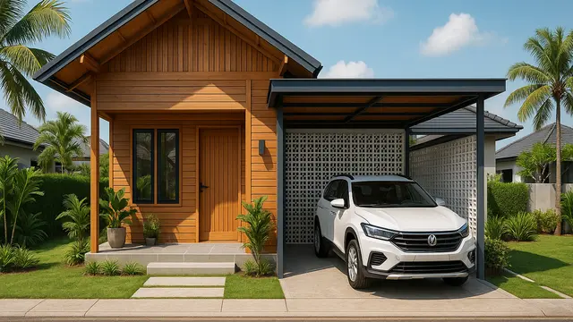Model Rumah Dengan Garasi Mobil di Perumahan/Ilustrasi gambar oleh AI