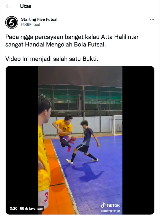 Bukan Sekadar Hobi, Atta Halilintar Ternyata Jago Main Futsal. (twitter @S5Futsal)