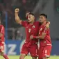 Addison Oliveira (kiri) dan Maman Abdurahman merayakan gol ke gawang Song Lam Nghe An FC pada laga Piala AFC 2018 di Stadion Utama GBK, Senayan, Jakarta, (13/3/2018). Persija Jakarta menang 1-0. (Bola.com/Nick Hanoatubun)