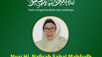 Mustasyar Pengurus Besar Nahdlatul Ulama (PBNU) periode 2022-2027, Nyai Hj Nafisah Sahal meninggal dunia pada Kamis petang (10/11/2022). (LTN PBNU)