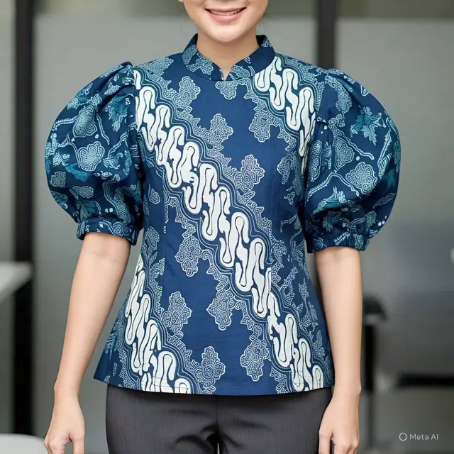 7. Atasan Batik Lengan Balon (Puffy Sleeves)