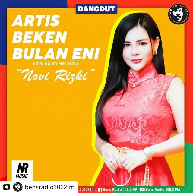 Novi Rizki diberi apresiasi sebagai artis terbeken oleh Bens Radio (https://www.instagram.com/p/CeX6Sq8P_pR/)