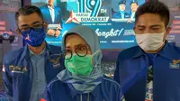 Ketua DPD Demokrat Banten, Iti Octavia Jayabaya, usai menghadiri ulang tahun Demokrat ke-19 disebuah lapangan futsal di Kecamatan Baros, Kabupaten Serang, Banten. (Foto:Liputan6/Yandhi Deslatama)