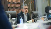 Direktur Utama BRI Sunarso saat Press Conference Laporan Kinerja Keuangan BRI Triwulan 1 Tahun 2021, Selasa, 25 Mei 2021.