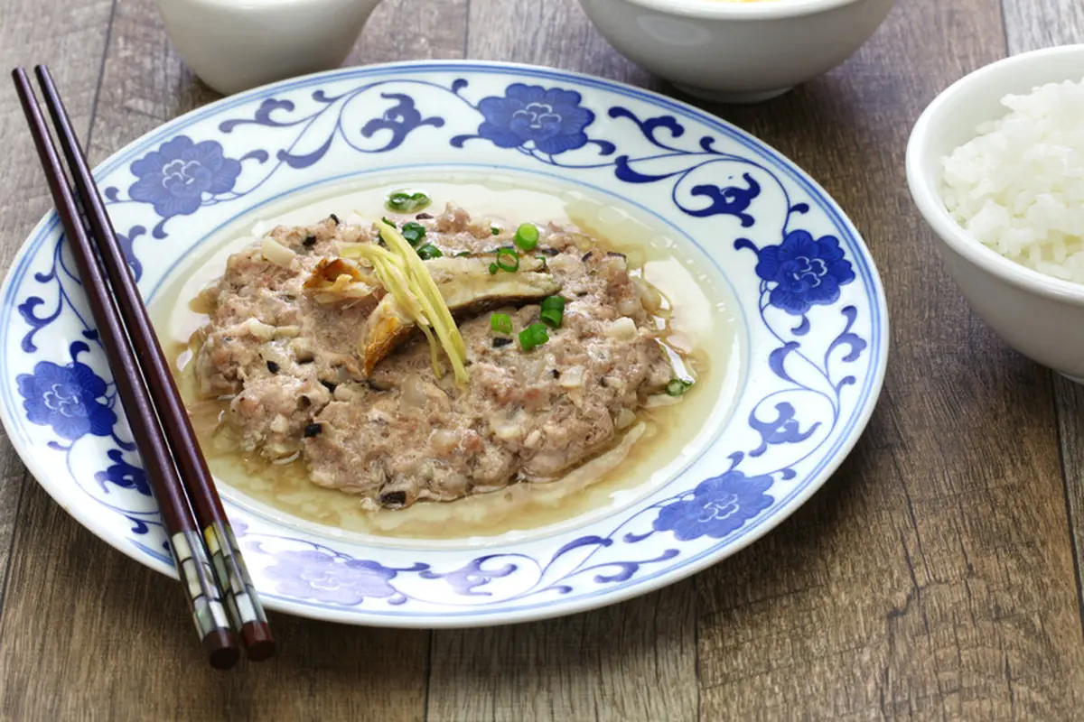 resep nyuk piang babi kukus sayur asin