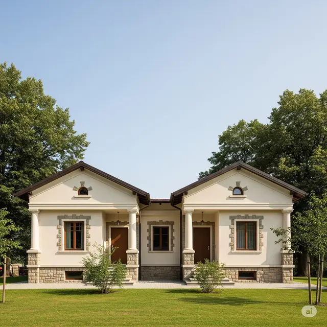 Rumah Klasik Sederhana Eropa. Foto: Gemini