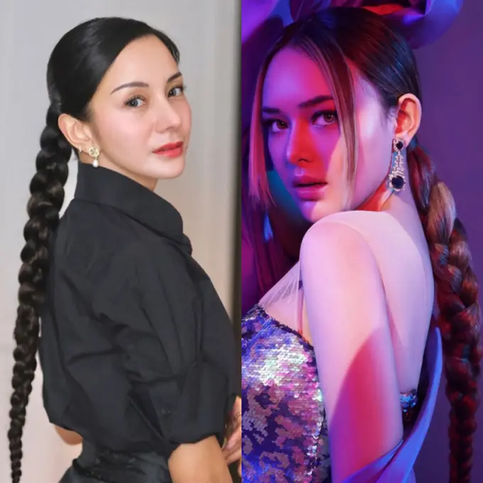 Kirana Larasati dan Amanda Manopo dengan Gaya Rambut Kepang