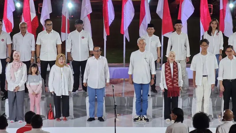 Deklarasi Mahfud Md sebagai cawapres Ganjar Pranowo di Pemilu 2024. (dok PDIP)